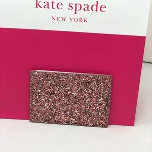 New Kate Spade Glitter card holder pink